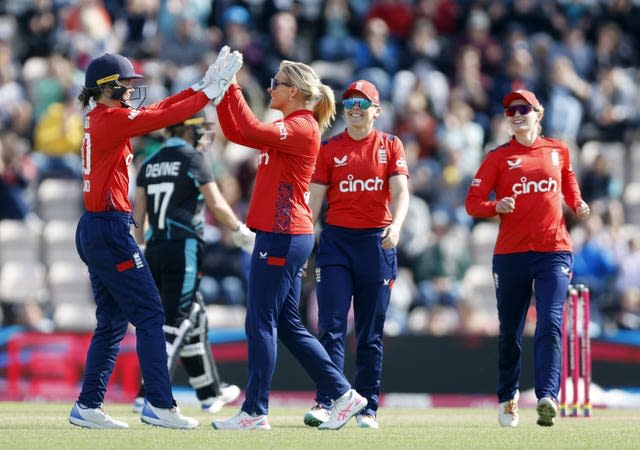 Sarah Glenn celebrating a wicket