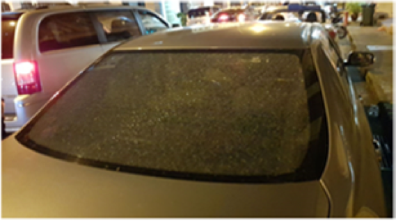One of the reported shattered windscreens. (Photo: Singapore Police Force)