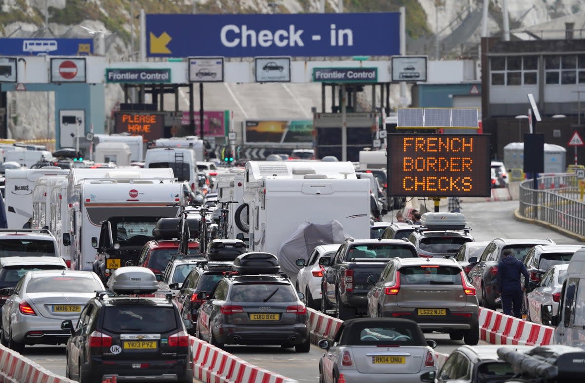 Queues at the Port of Dover are expected to be down to around an hour on Sunday (Gareth Fuller/PA) (PA Wire)