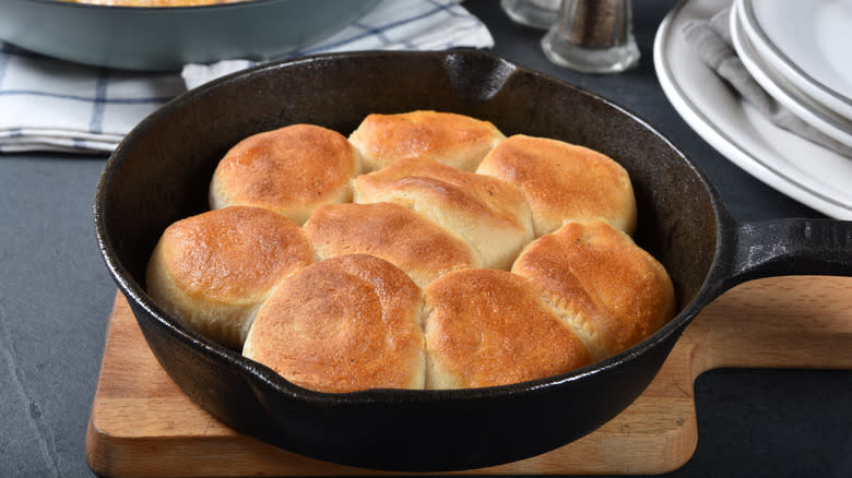 Biscuits in cast iron skillet