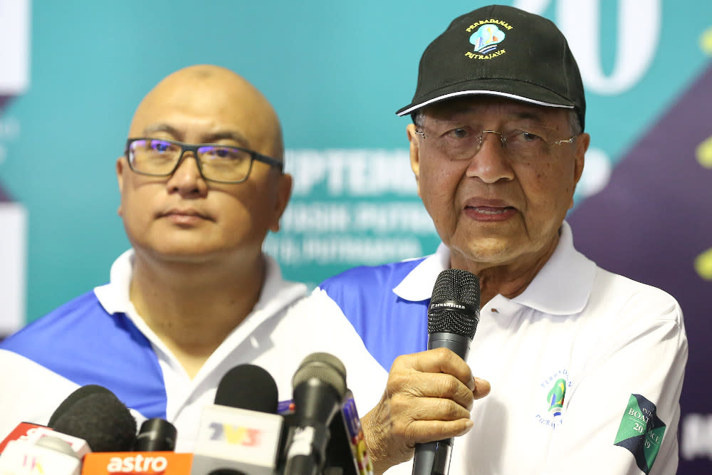 Prime Minister Tun Dr Mahathir Mohamad speaks during a press conference in Putrajaya September 15, 2019. — Picture by Yusof Mat Isa