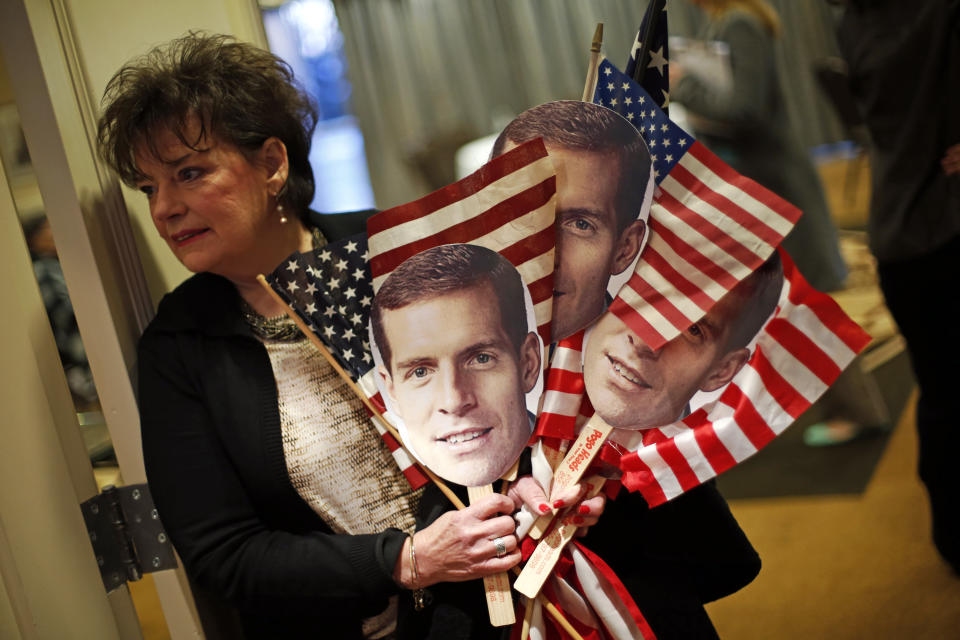 Conor Lamb supporter Judy Kramer of Bavington, Pa., arrives early for Lamb’s election night party in Cecil, Pa., on March 13, 2018. Lamb claimed victory over Republican Rick Saccone in a special election in Pennsylvania’s 18th U.S. Congressional District. (Photo: Gene J. Puskar/AP)