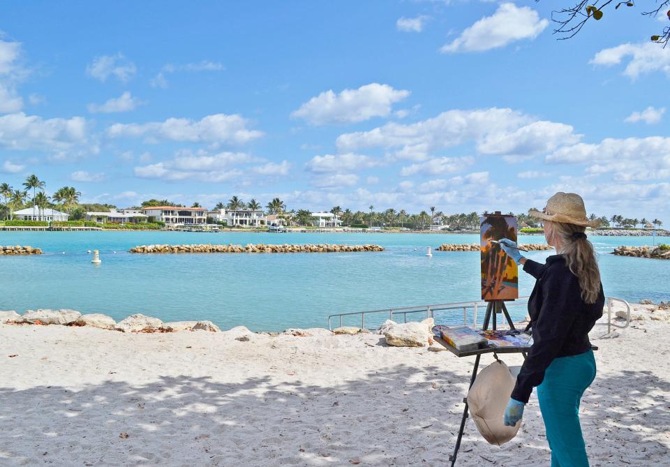 11th Annual Plein Air Festival at Lighthouse ArtCenter in Jupiter, kicked off on March 3 and runs through Saturday, March 9. Artist Kathleen Denes puts on a plein air demonstration last year.