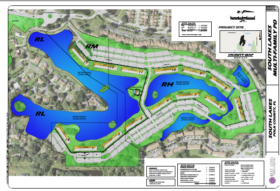 The proposed, unfinalized site plan for the multifamily portion of Imperial Lakes, which consists mostly of land that was up for rezoning but rejected by Polk County commissioners Tuesday. Applicant Sarah Case said she has pulled this proposed planned unit development.