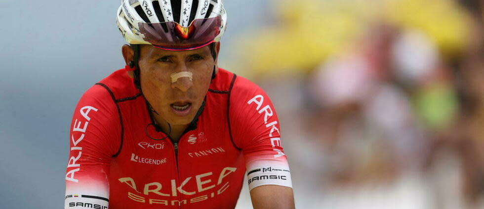 Nairo Quintana a été disqualifié du Tour de France après une infraction à l'interdiction d'usage du tramadol en compétition.  - Credit:THOMAS SAMSON / AFP