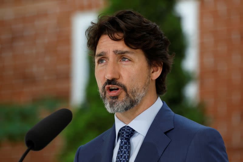 Canada's PM Trudeau attends a news conference in Ottawa