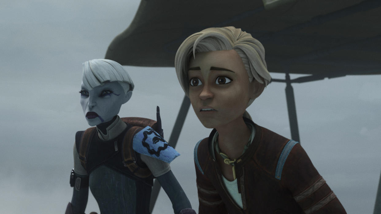  Asajj Ventress and Omega in Star Wars: The Bad Batch. 