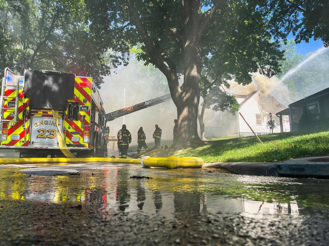 Firefighters were on the scene of a house fire in the 3400 block of W. 73rd Terrace on Tuesday in Prairie Village.