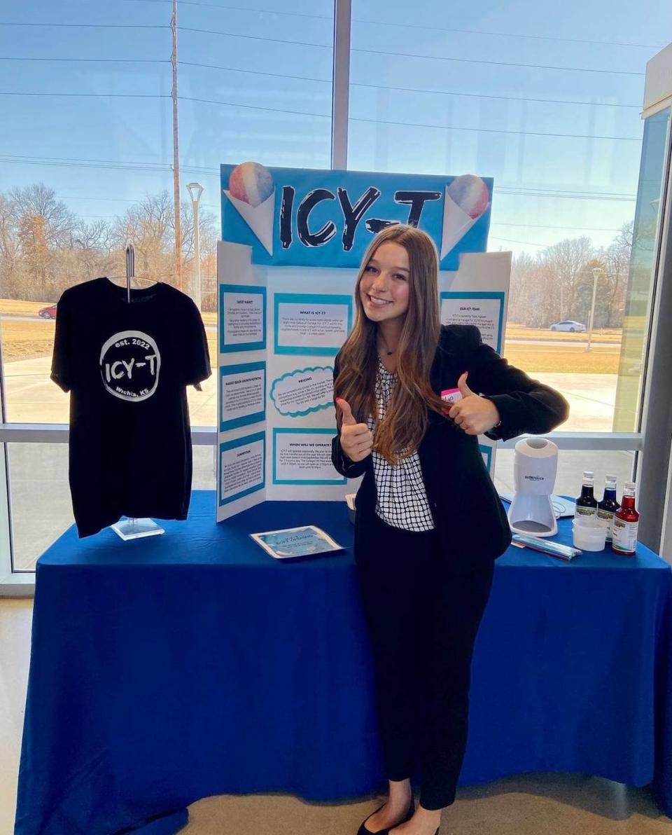 Maley Hansen presents her business plan for ICY-T at the Wichita Urban Youth Entrepreneurship Challenge, March 2022.