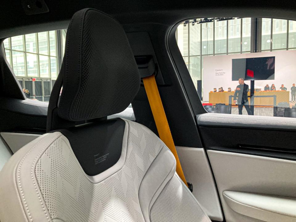 The driver's headrest of the Polestar 3 electric SUV.