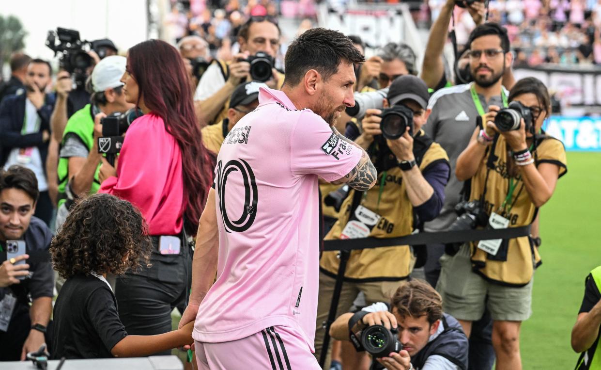 Lionel Messi previo al partido de la Leagues Cup entre Inter Miami y Atlanta United. (GIORGIO VIERA/AFP via Getty Images)