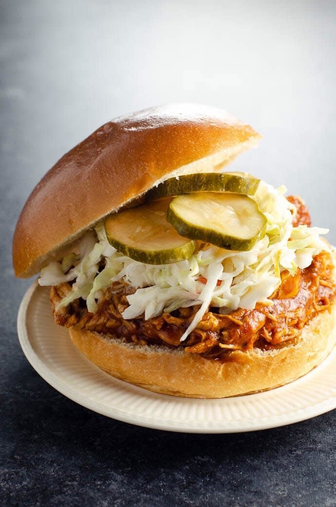 <strong>Get the <a href="https://umamigirl.com/bbq-pulled-chicken-for-instant-pot-or-slow-cooker/" target="_blank" rel="noopener noreferrer">BBQ Pulled Chicken</a> recipe from Umami Girl.</strong>