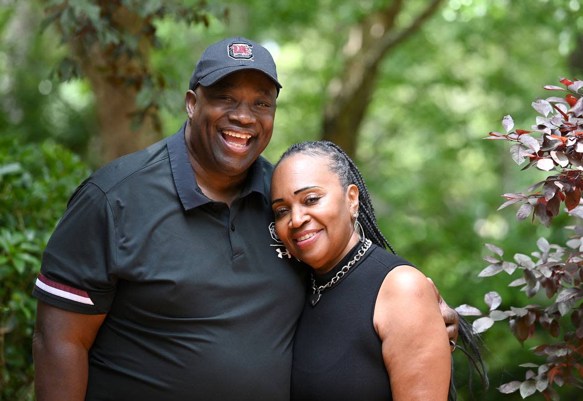 Former South Carolina Gamecocks running back and Heisman Trophy winner George Rogers (left) and his wife, Brenda, at their home on May 23, 2023.