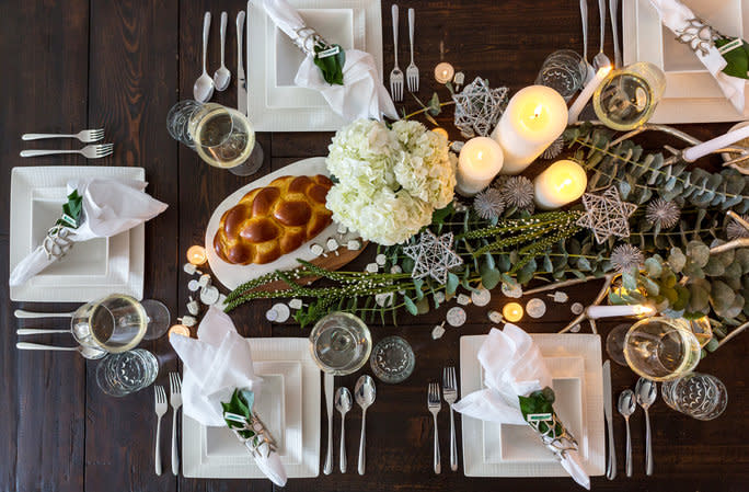 Shining Silver Stars on Natural Holiday Table