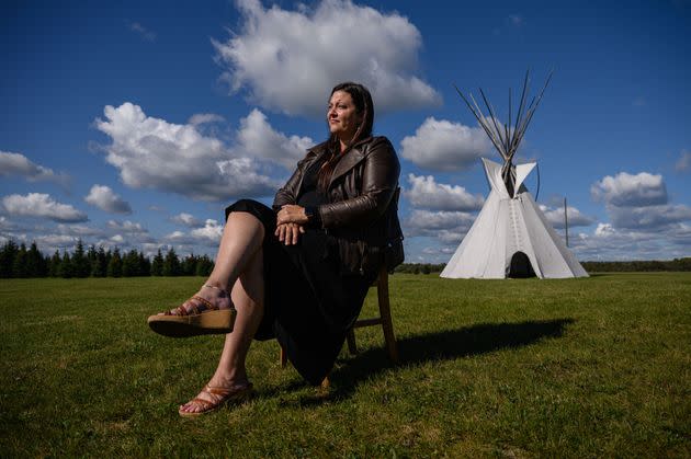 Metis community member and Canadian Forest Service researcher Amy Cardinal Christianson at an Indigenous visitor center in Rocky Mountain House, Alberta, on Sept. 9, 2022.