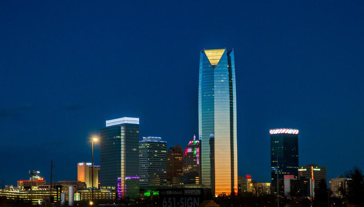 The Oklahoma City skyline in Oklahoma City, Okla. on Sunday, Dec. 3, 2023.