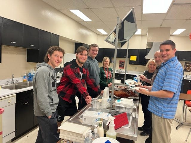 Global Food students at Oak Harbor High School prepare a meal for staff.