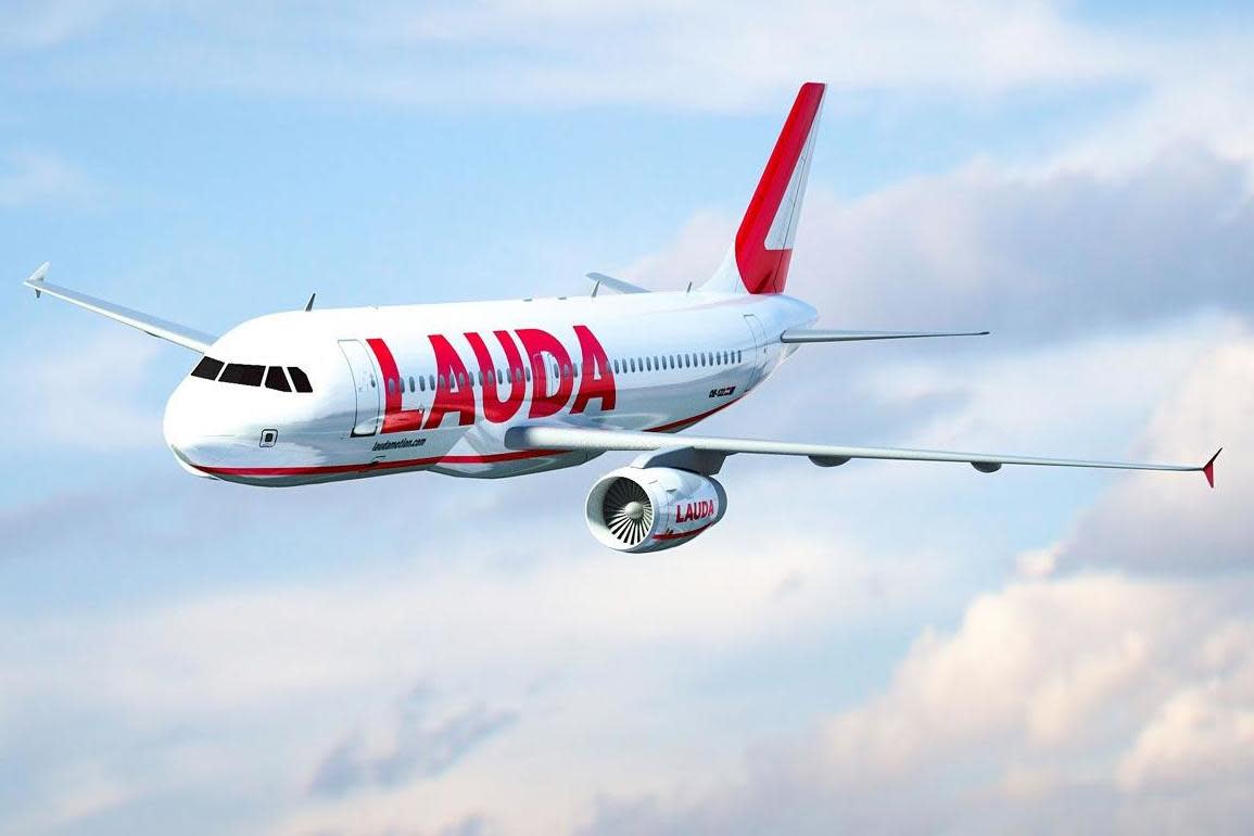 Flying high: an Airbus A320 belonging to Laudamotion, part of the Ryanair Group: Simon Calder