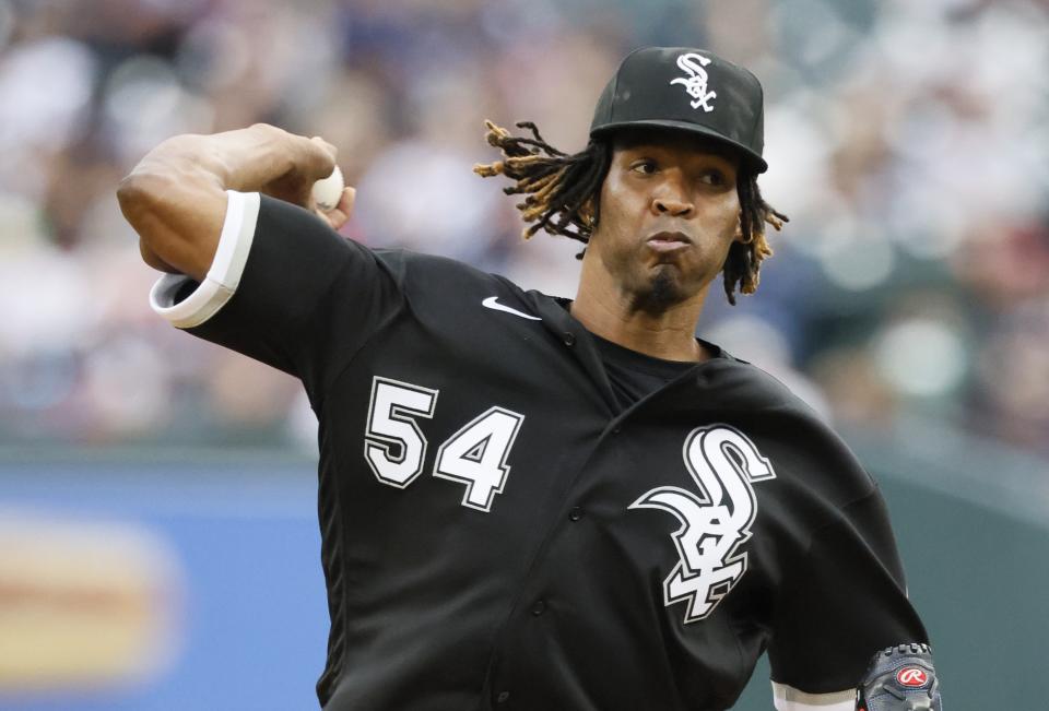 Chicago White Sox's Jose Urena pitches to a Detroit Tigers batter during the second inning of a baseball game Saturday, Sept. 9, 2023, in Detroit. (AP Photo/Duane Burleson)
