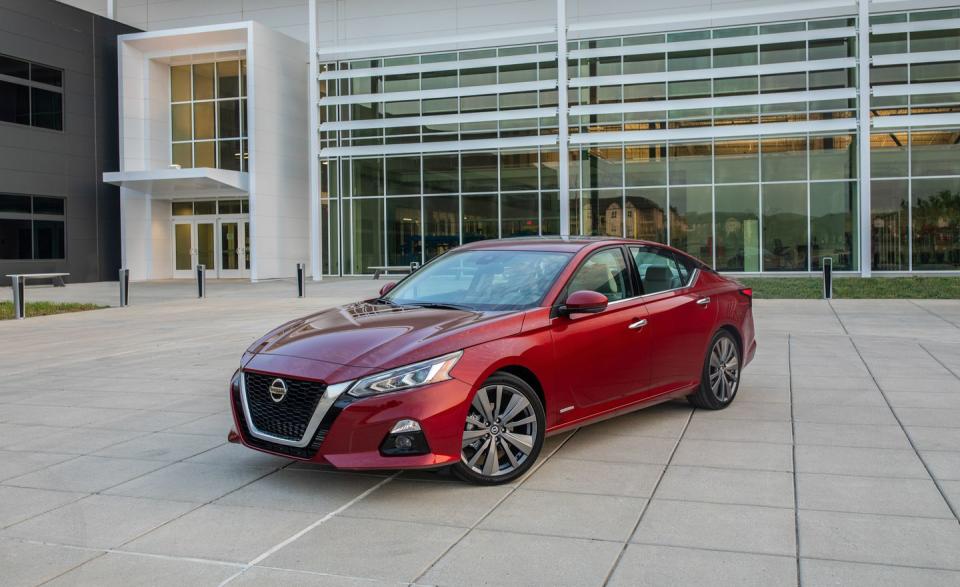 <p>For 2019, the <a rel="nofollow noopener" href="https://www.caranddriver.com/nissan/altima" target="_blank" data-ylk="slk:Altima;elm:context_link;itc:0;sec:content-canvas" class="link ">Altima</a> has become a serious player in the family-sedan segment. Not that its sales have ever been terrible-it's remained in the number-three sales spot behind the Camry and Accord for a decade. But for 2019, Nissan gave the Altima a complete makeover and, with it, major improvements in almost every area. It traded its soft-focus look for sharp-edged contemporary lines. Its driving persona is now engaging, rather than indifferent. And its interior is well designed and handsomer. We're enthusiastic enough to have added one to our long-term test fleet, as well as to have given it an Editors' Choice thumbs up.<br></p>