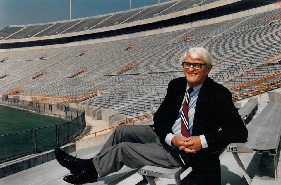 Jacksonville mayor Ed Austin sits inside the Gator Bowl in 1993.