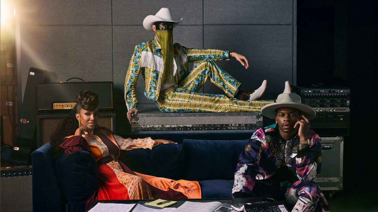 Scouts Mickey Guyton, Orville Peck and Jimmie Allen on the set of AppleTV+'s 'My Kind of Country,' executive-produced by Kacey Musgraves and Reese Witherspoon. (Photo: AppleTV+)
