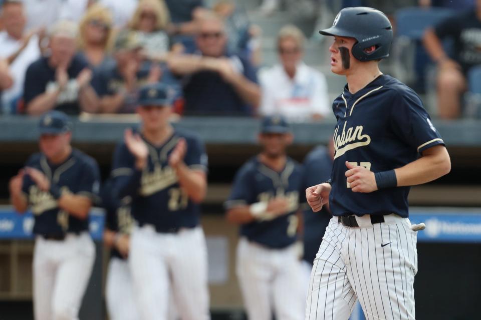 Archbishop Hoban's Michael Ciavolella, shown scoring a run during a Division II state semifinal, will be a key returning player for the Knights next season.