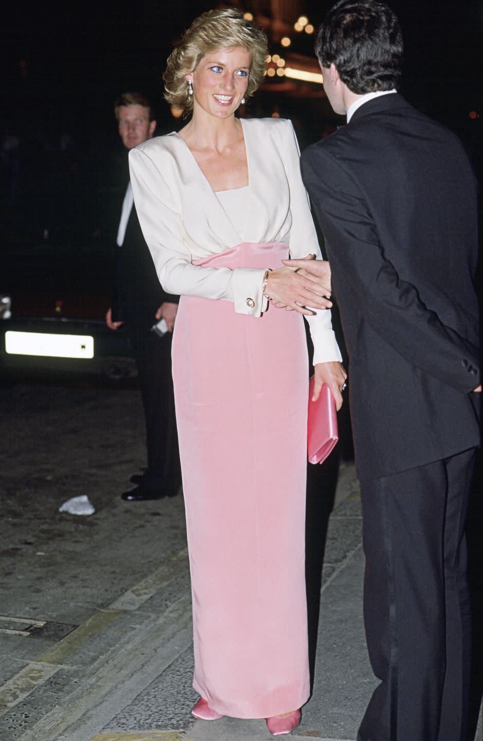 <p>Diana wore a pink and white dress by Catherine Walker to a ballet performance in London.</p>