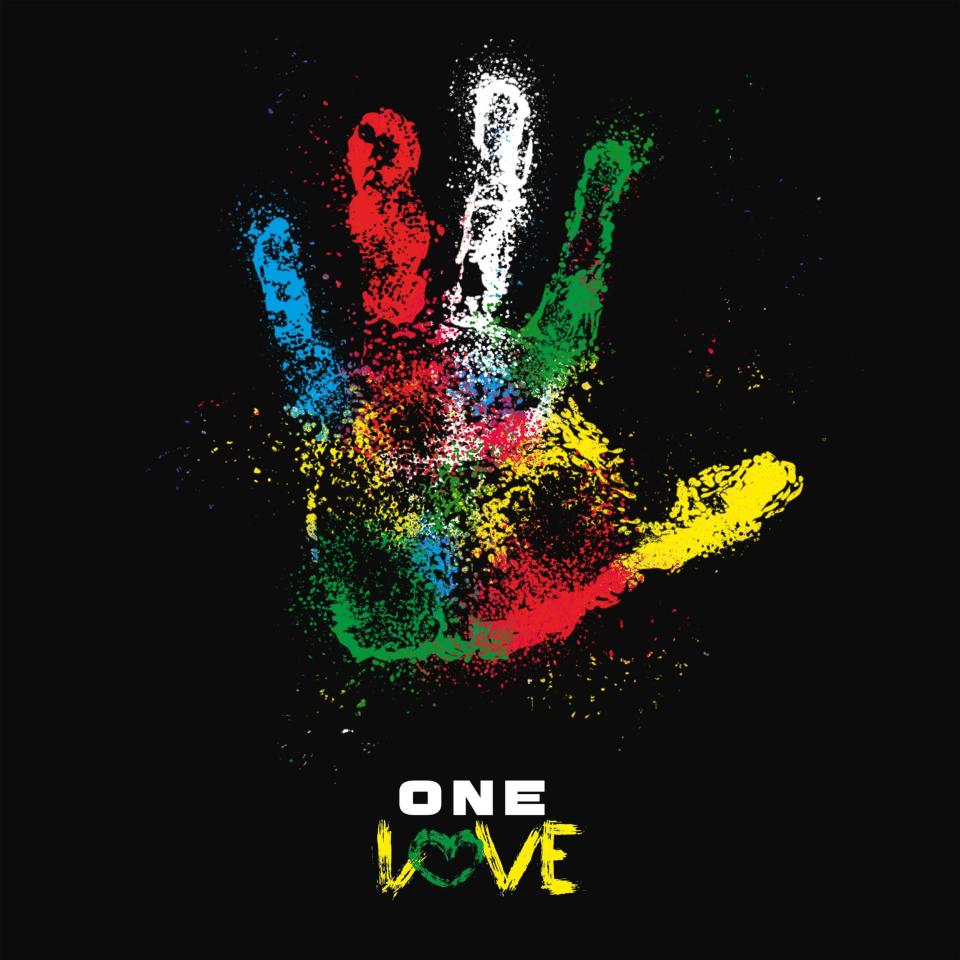 Artwork for the reimagined version of One Love, recorded by Bob Marley's family (PA)