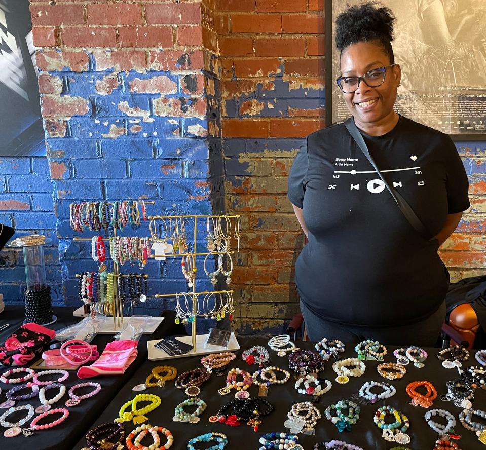 The owner of Imhani Charms began making bracelets with her daughter during the COVID-19 pandemic. She turned the activity into a business where she vends at events like the Athens Black Market in Athens, Ga. on Oct. 22, 2023.