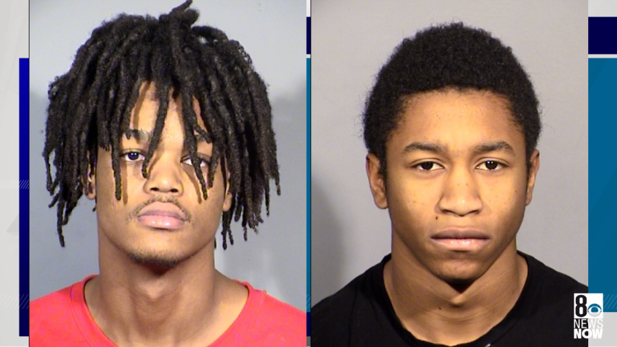 <em>Las Vegas Metro police arrested Johnathan Crouch, 18; Terrell Means-Elliott, 17. in California earlier this month, documents said. (LVMPD/KLAS)</em>