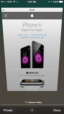 Screenshot of the Apple website on an iPhone 6 Plus