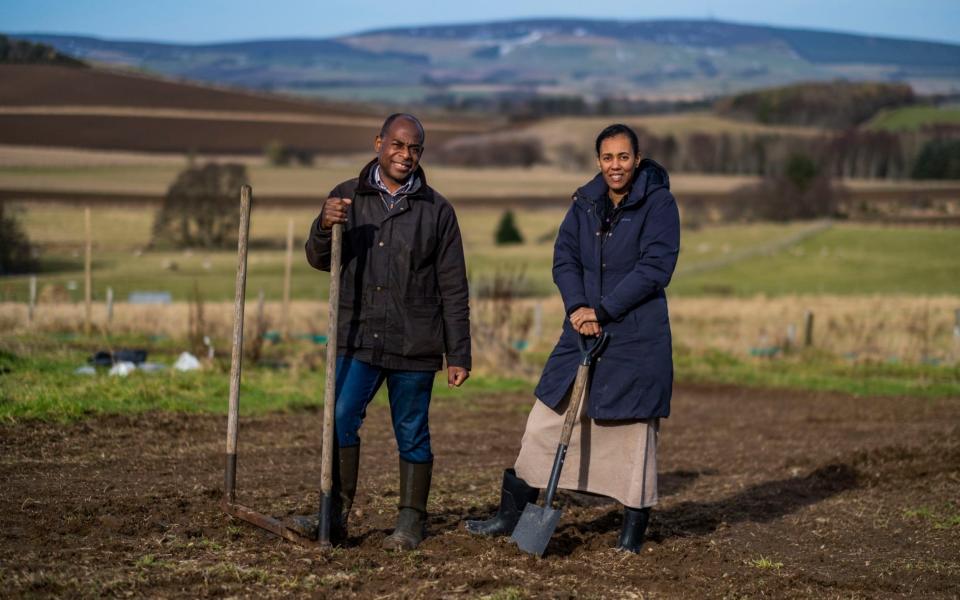 Robert and Michelle Sullivan on their farm in Aberdeenshire - Chris Watt 