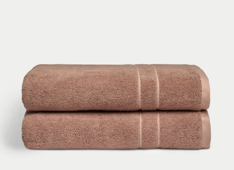 Premium Plush Bath Towels in Clay, Set of 2