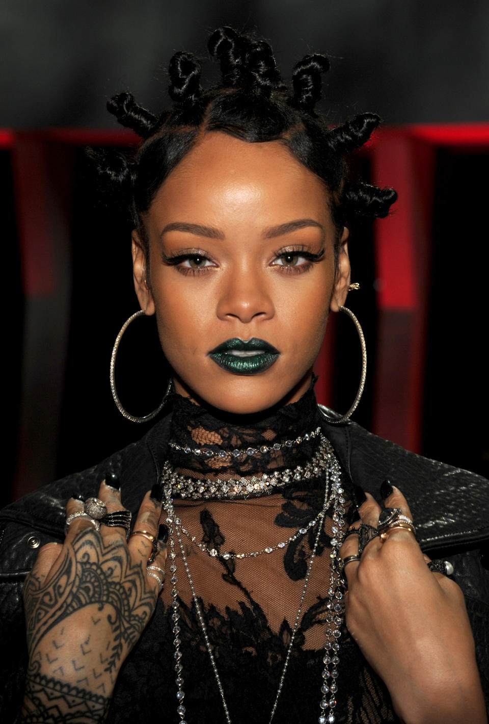 Metallic green lipstick