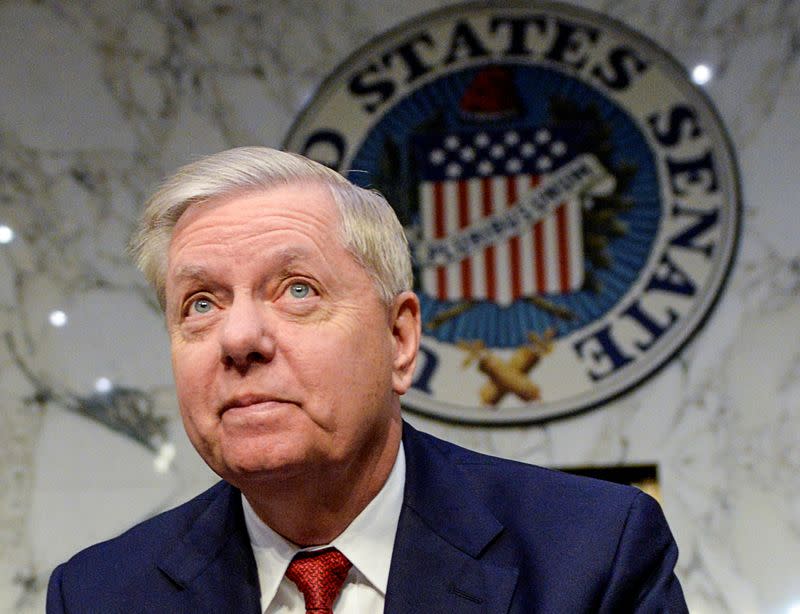 Lindsey Graham arrives for Senate Judiciary hearing on IG report on Capitol Hill in Washington