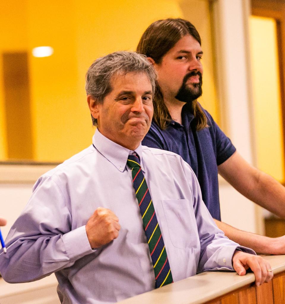 Tom Ventura, president of Ocala Breeders' Sales Co., pumps his fist after Hip #401, a colt by Medaglia d'Ora out of Eltimaas, sold for $1.750 million during the Ocala Breeders' Sales Company's 2022 Spring Sale of Two-Year-Olds in Training last week.