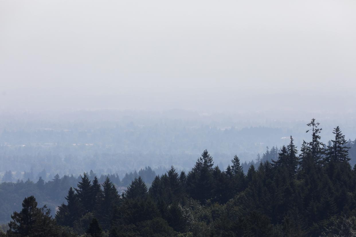 A haze settles over Salem Wednesday as parts of the Willamette Valley remain under heat and smoke advisories.