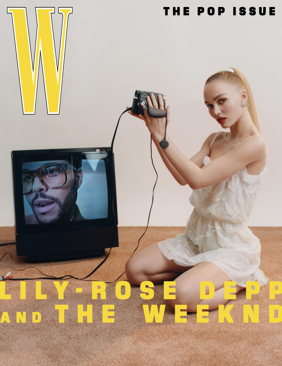 Lily Rose-Depp and The Weeknd appear on two covers of W magazine promoting their show, The Idol. (Photo: Tyler Mitchell)