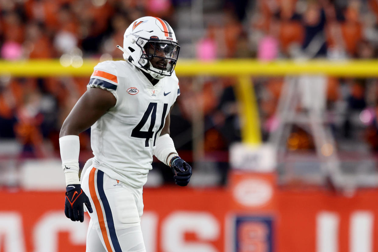 Virginia linebacker D'Sean Perry was deemed 'the most interesting person on the team' by head coach Tony Elliott. (Photo by Bryan Bennett/Getty Images)