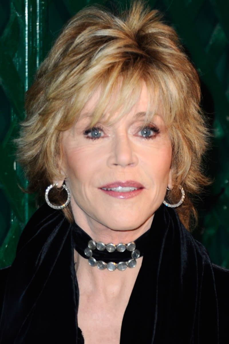 Jane Fonda is seen with a flicky pixie-style cut as she attends the world premiere of 