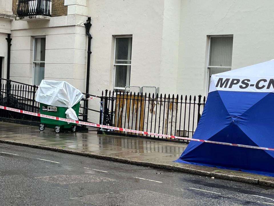 A bin used by builders has been sealed off by forensics (Oliver Castle)