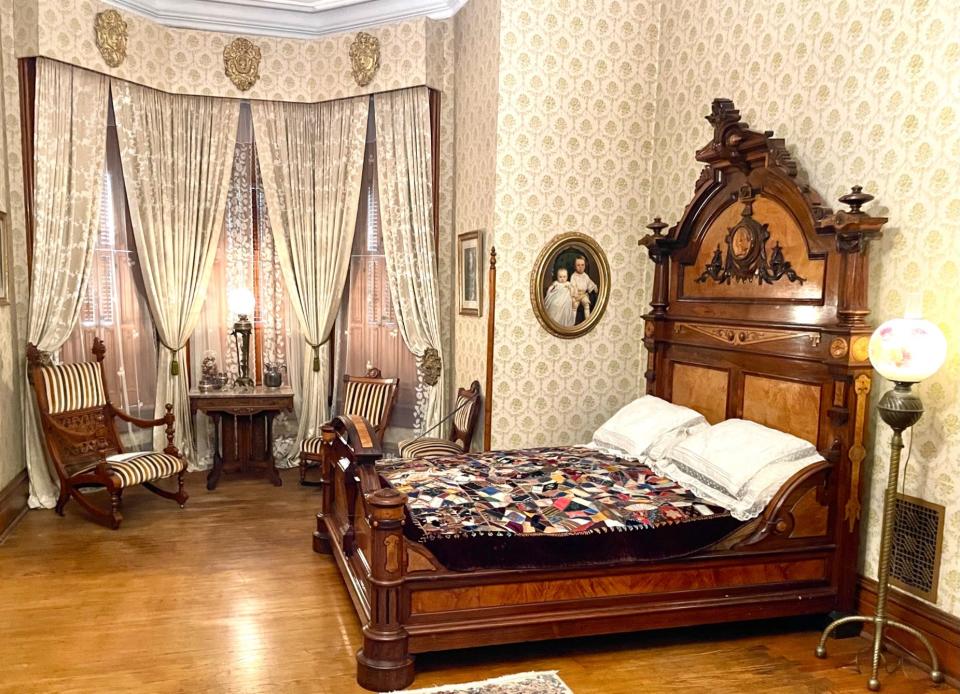 Benjamin Harrison's bedroom is one of many rooms in the house restored to look as it did in the late 19th century.