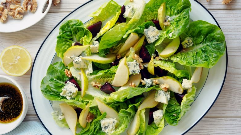 salad with whole lettuce leaves