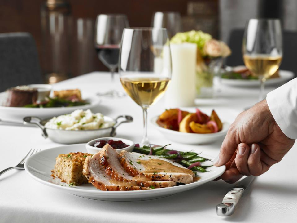 Fleming's offers a the three-course meal with an entrée choice of herb-roasted turkey, Filet Mignon or prime bone-in ribeye steak on Thanksgiving Day.