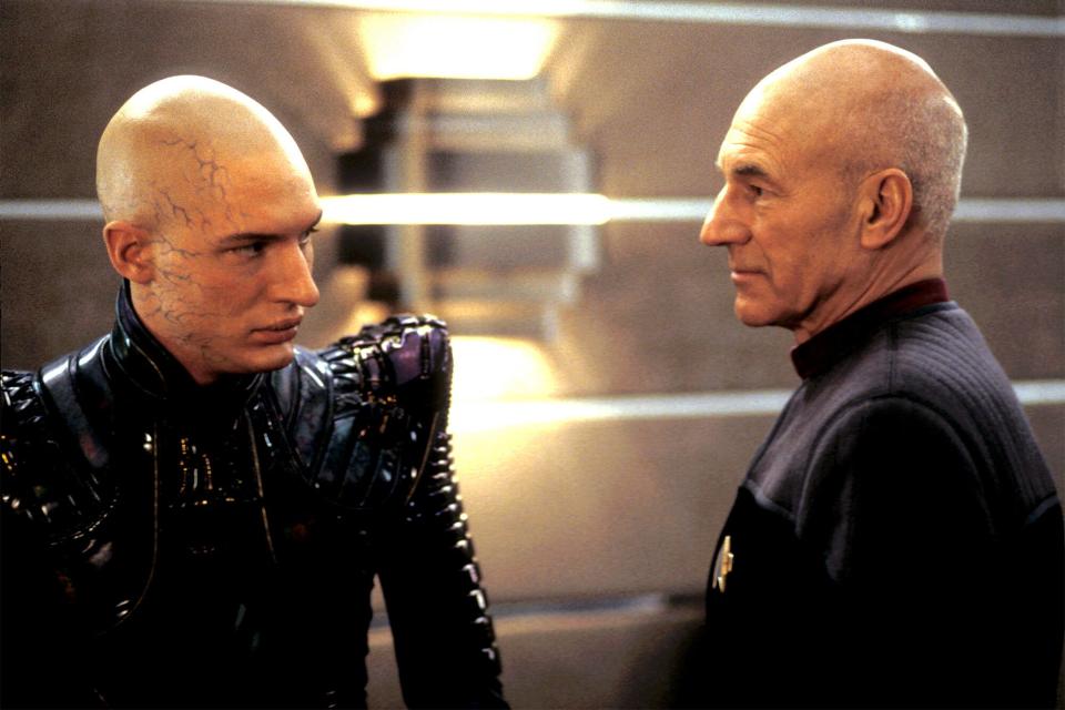 Tom Hardy and Patrick Stewart in 'Star Trek: Nemesis'