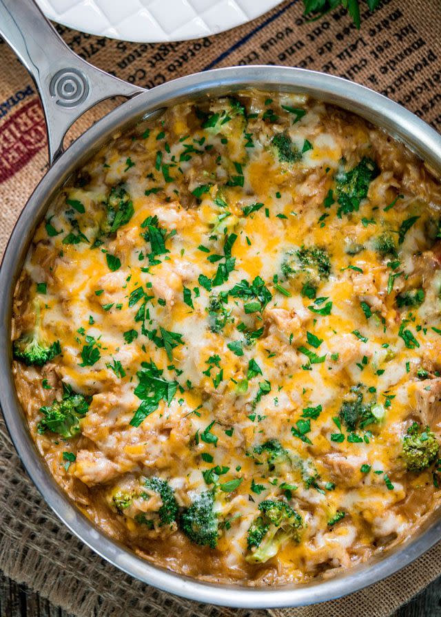 <p>Satisfy all your comfort food desires with heaping bowl of this no-fuss chicken, cheese, and broccoli casserole.</p><p><strong>Get the recipe at <a href="https://www.jocooks.com/recipes/one-pot-cheesy-chicken-broccoli-rice-casserole/" rel="nofollow noopener" target="_blank" data-ylk="slk:Jo Cooks;elm:context_link;itc:0;sec:content-canvas" class="link ">Jo Cooks</a>.</strong></p><p><strong><strong><a class="link " href="https://www.amazon.com/T-fal-Nonstick-Cookware-Thermo-Spot-Indicator/dp/B000GWG0T2/?tag=syn-yahoo-20&ascsubtag=%5Bartid%7C10063.g.35055779%5Bsrc%7Cyahoo-us" rel="nofollow noopener" target="_blank" data-ylk="slk:SHOP SKILLETS;elm:context_link;itc:0;sec:content-canvas">SHOP SKILLETS</a></strong><br></strong></p>