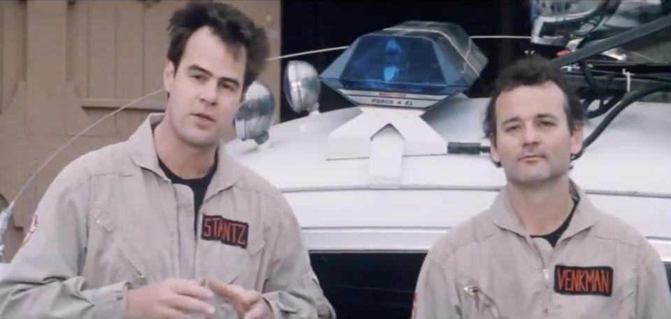 Aykroyd (left) and Murray pitch Ghostbusters to independent cinemasColumbia Pictures