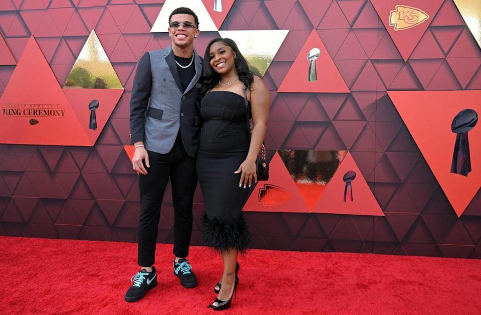 Kansas City Chiefs wide receiver Skyy Moore walked the red carpet at Union Station arriving for the Super Bowl LVII championship ring ceremony on Thursday, June 15, 2023, in Kansas City.