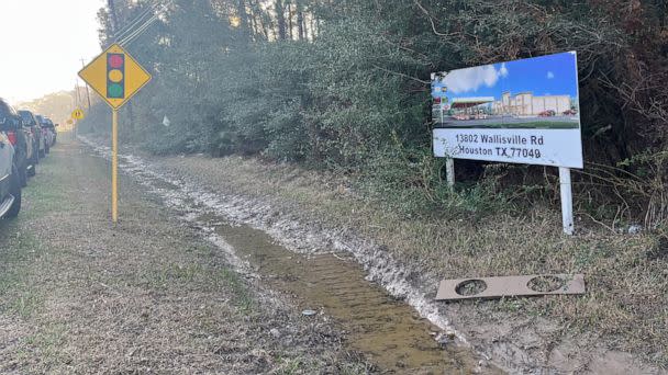 PHOTO: A sign showing plans for the land’s proposed commercial development. (Olivia Osteen/ABC News)